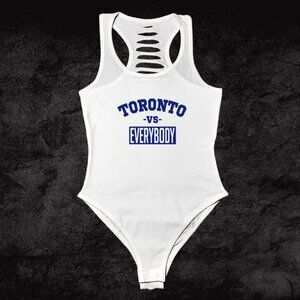 White Toronto VS Everybody bodysuit, Womens Canada outfit, Toronto Fan Gift Game